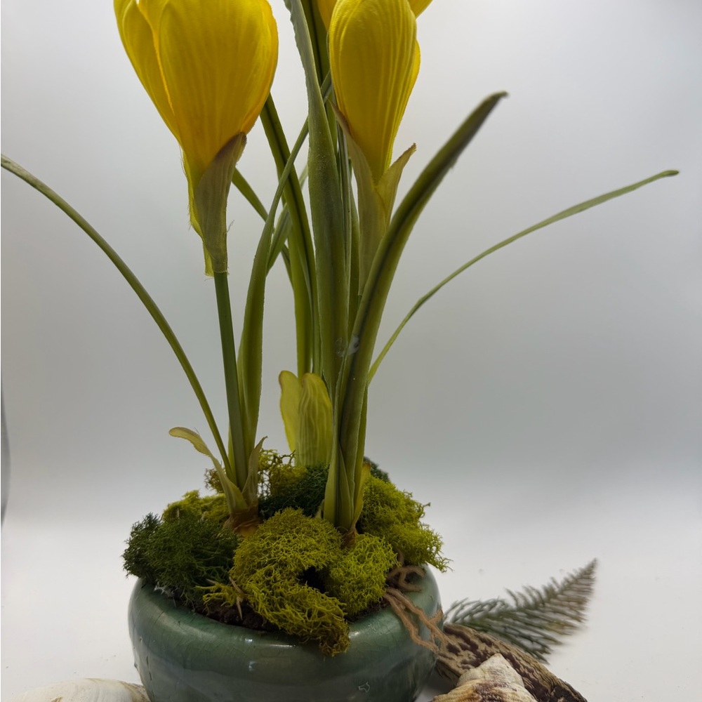 Yellow Daffodil 🌼 Floral Arrangement for Springtime with Moss